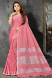 pink linen saree