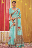 blue linen saree