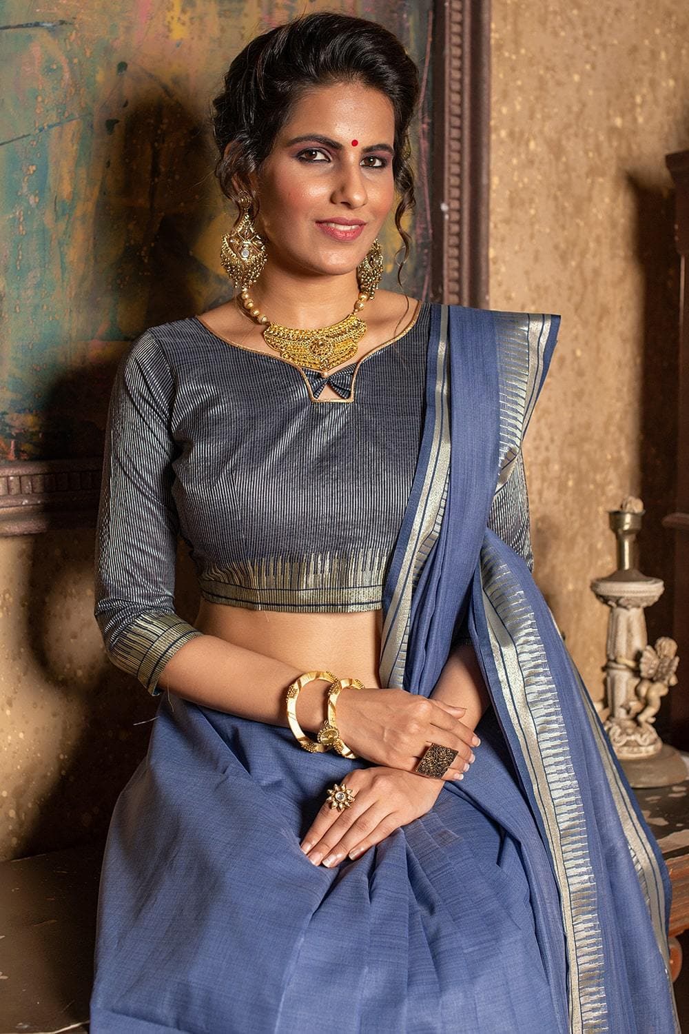 Vinisha Blue Georgette Saree – Pratibha Sarees