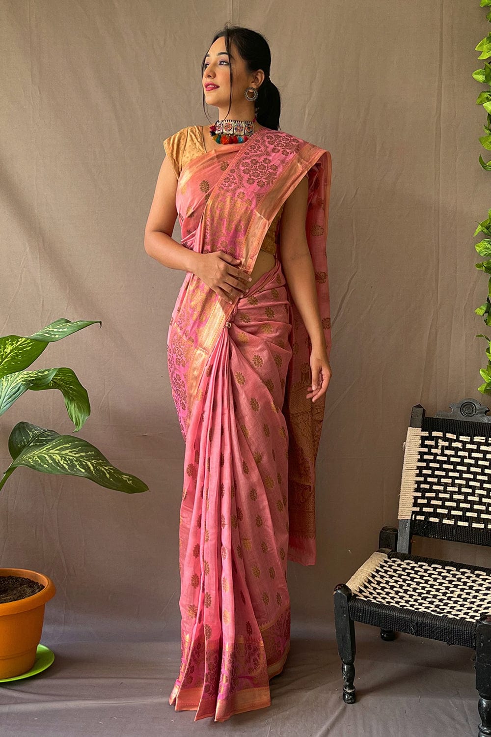 pink saree