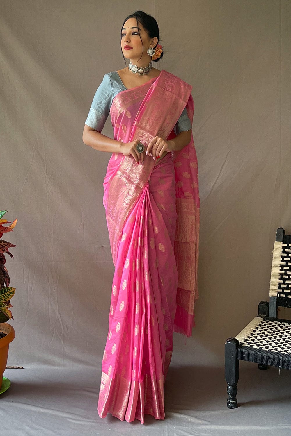 pink saree