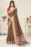 Linen Saree Tawny Brown Linen Saree saree online