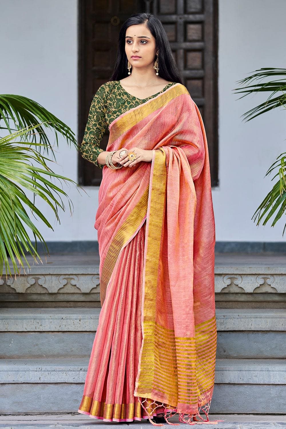 linen saree images