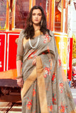 Linen Saree Thunder Grey Floral Printed Linen Saree saree online