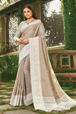 brown linen saree