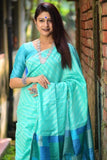 Turquoise Blue Linen Saree