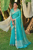 Linen Saree Turquoise Blue Linen Saree saree online