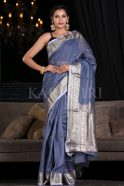 Buy Regular Wear Blue Digital Printed Linen Saree Online From Surat  Wholesale Shop.