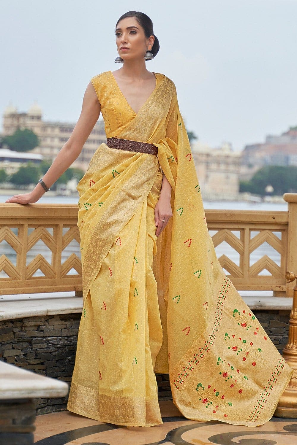 Banarasi Silk Mustard Yellow Saree Online Shopping With Price India – Sunasa
