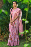 Linen Saree Watermelon Pink Linen Saree saree online