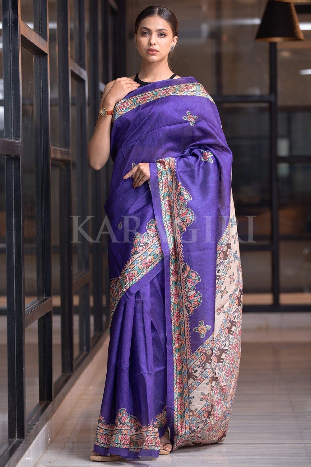 Madhubani Saree Azure Blue Madhubani Saree saree online