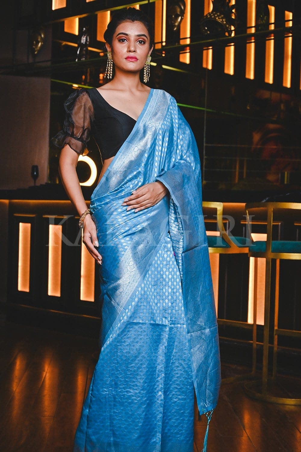 Maheshwari Silk Cotton Saree with All Over Bootis – RKG SHOPPING