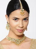 Necklace Chand Bali Kundan Flower Gold Plated Necklace and Set saree online