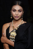Necklace Gold Pendant Necklace with Earrings saree online