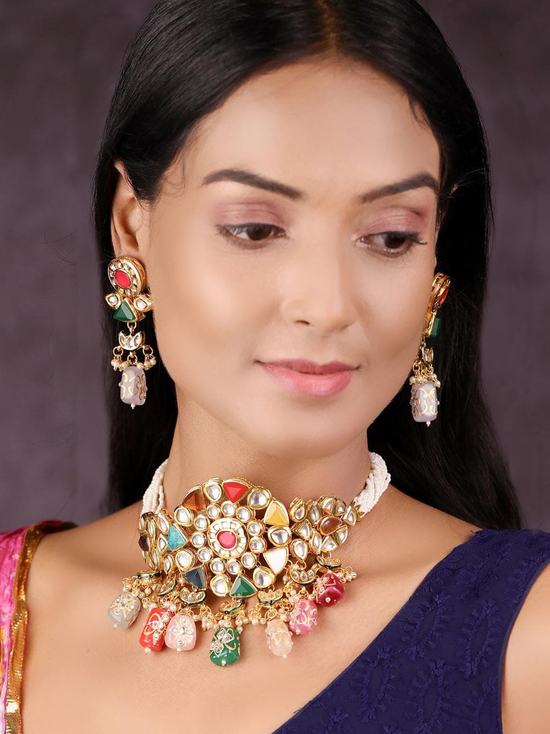 Buy Multi color Contemperory Kundan Necklace and Set online KARAGIRI FESTIVE SALE Karagiri Global