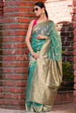 Organza Saree Aqua Blue Organza Saree saree online