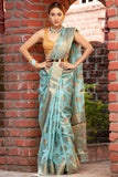 Organza Saree Aster Blue Organza Saree saree online