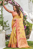 yellow organza saree