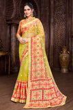 Canary Yellow Organza Saree