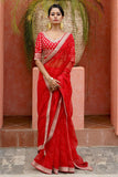 red organza saree