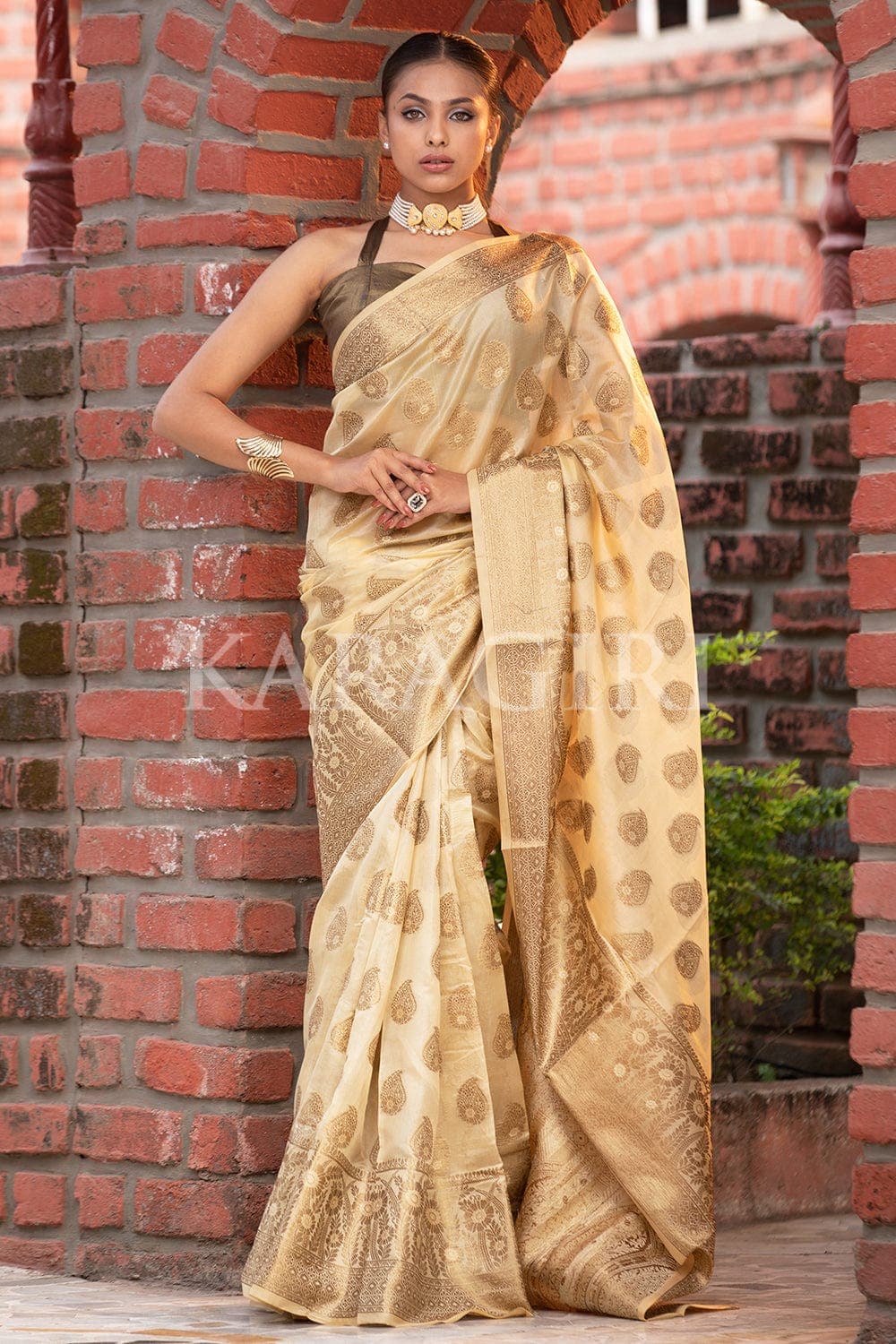 Buy Cream Sarees for Women by Ri-wah Online | Ajio.com