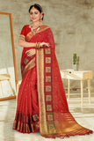 red organza saree