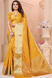 yellow organza saree