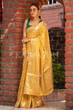 Organza Saree Daffodil Yellow Organza Saree saree online