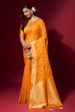 yellow organza saree