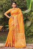 yellow organza saree