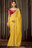 yellow organza saree