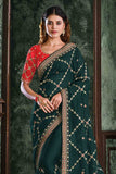 green organza saree