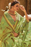 Organza Saree Dianthus Green Organza Saree saree online