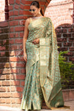 Organza Saree Fern Green Organza Saree saree online