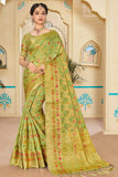 green organza saree