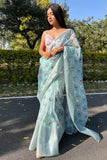 green organza saree