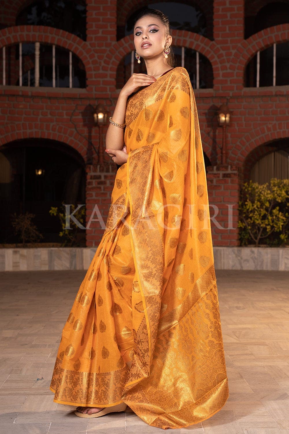 Buy Yellow Silk Saree online-Karagiri