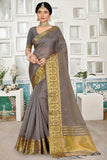 grey organza saree