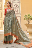 organza saree, grey saree