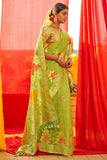 green organza saree