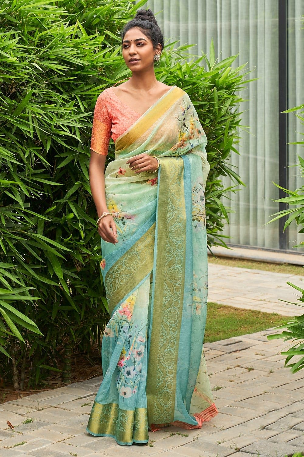 DESIGNER ORGANZA SAREE WITH RICH PALLU AND FANCY BORDER – Sudarshansarees