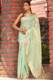 Organza Saree Light Turquoise Blue Organza Saree saree online