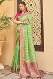 organza saree, green saree