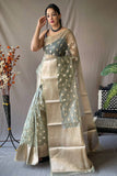 grey organza saree