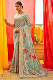 grey organza saree