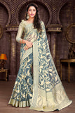 grey organza saree