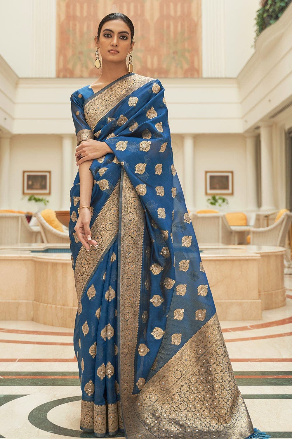 Buy Sky Blue Organza Saree for Women Online from India's Luxury Designers  2023