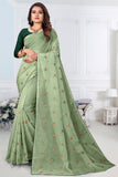 green organza saree