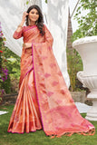 peach organza saree