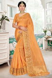 peach organza saree